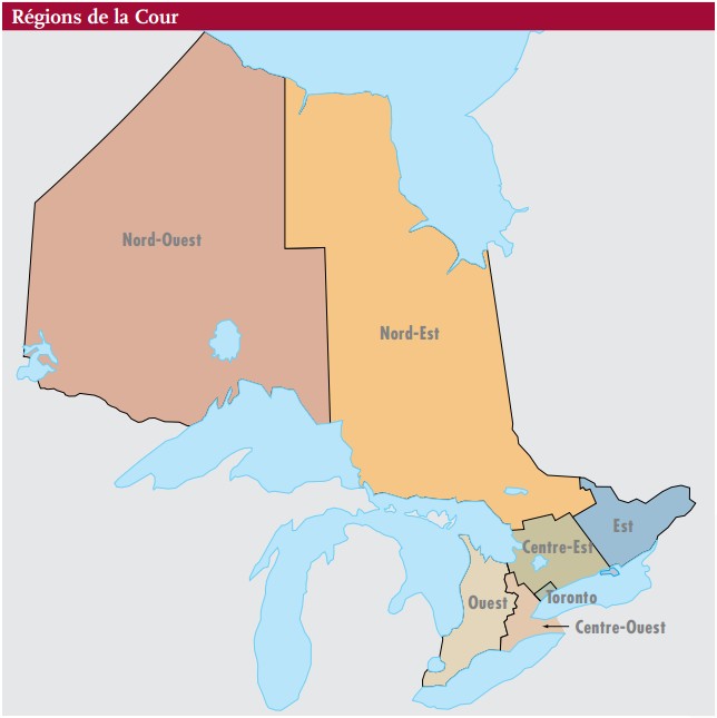 Map showing the geographic regions of the Court