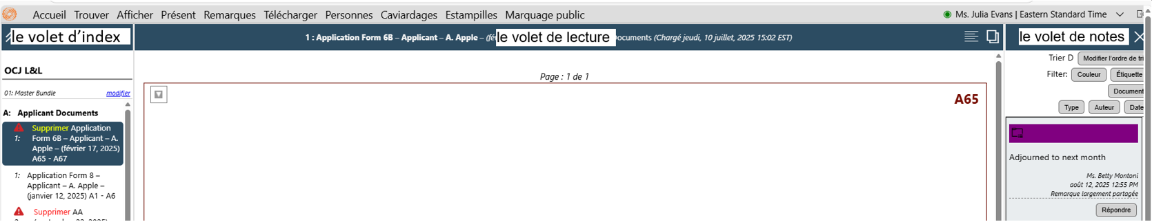 Review Panes showing Index Pane, Reading Pane, and Notes Pane