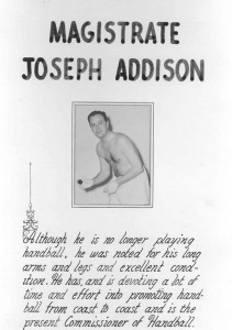 Judge Joe Addison was an active member of the Y.M. - Y.W.H.A. and a handball enthusiast. (Photo courtesy of Ontario Jewish Archives)