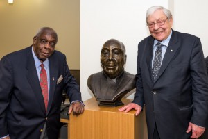 Justice George Carter, left, with Roy McMurtry, York University Chancellor and former Attorney General and Chief Justice of Ontario. April 27, 2014. (Courtesy: Michael Litwack (JD '15), Osgoode Hall Law School, York University.)