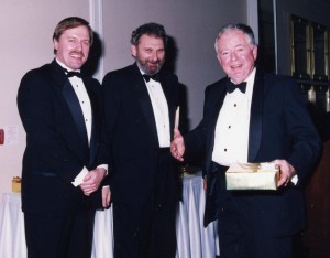 Attorney General Howard Hampton and Chief Judge Sidney Linden with Associate Chief Judge Robert Walmsley, a member of the Judicial Appointments Advisory Committee in the early 1990s. (Courtesy: Walmsley Family)