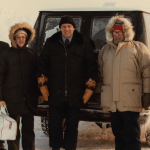 Judge Gérald Michel together with Attorney General Roy McMurtry and Chief Judge Fred Hayes, Provincial Court (Civil Division) (left to right) pose during a tour of northern courts in the late 1980s. (Courtesy: G. Michel)