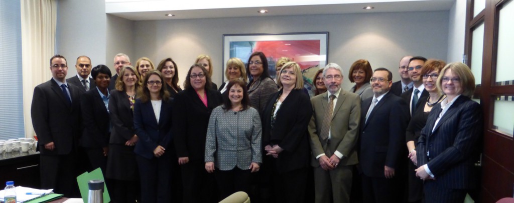 Left to right: Thomas Glassford, Rizwan Khan, Karen Valentine, Lloyd Phillipps, Rosann Giulietti, Karen Baum, Raffaella Scarpato, Paula Konstantinidis, Holly Charyna, Veruschka Fisher-Grant, Jane Hawtin, Ginette Forgues, Audrey Greene Summers, Jane Moffat, Anna Blauveldt, Renée Rerup, Andrew Clark (Senior Advisory Justice of the Peace), Kathy-Lou Johnson (Senior Justice of the Peace), Paul Langlois, J. Gary McMahon, Ralph Cotter, Michele Thompson, Faith Finnestad (Associate Chief Justice). Absent: Helena Cassano