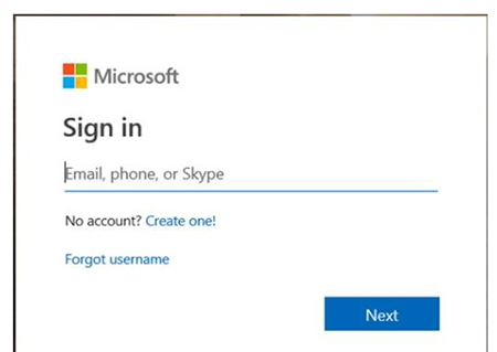 Signing into your Microsoft account or clicking on “Create one!” allows you to access the DHW platform.