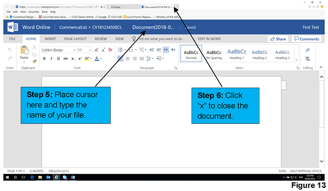 This is an example of an online Word document. You can create your document in the online version and close the window to save.